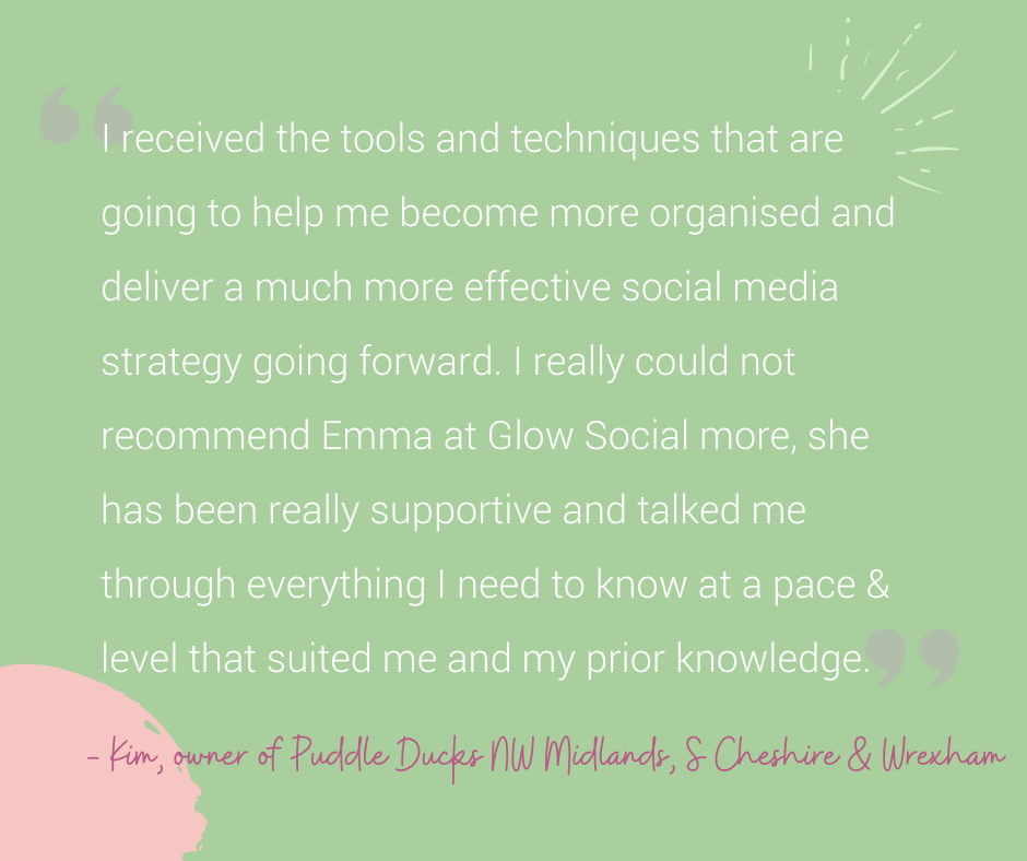 Social Media Manager in Surrey and London Glow Social testimonial