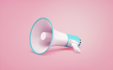 Social Media Manager in Surrey and London loud speaker on pink background